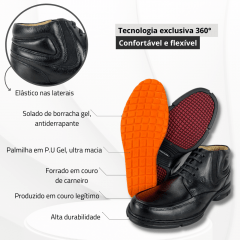 Coturno Sapato Anatomic Gel - Floater Preto/Furado Preto
