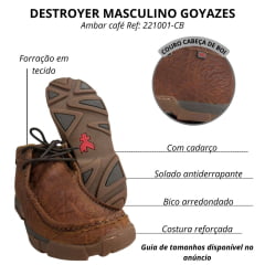 Destroyer Masculino Goyazes Couro Cabeça De Boi Tan-Sola Dest Ambar Café Ref:221001-CB