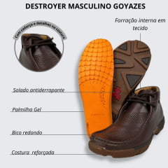 Destroyer Masculino Goyazes Couro Dallas Mustang Café-Sola Ambar/Café Ref.221002-C