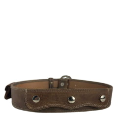 Guaiaca Unissex Badana Couro Marrom Fivela Prata Ref: 180 Cod: 0010