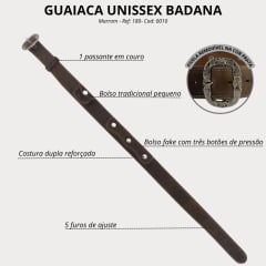 Guaiaca Unissex Badana Couro Marrom Fivela Prata Ref: 180 Cod: 0010
