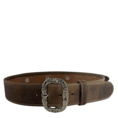 Guaiaca Unissex Badana Couro Marrom Fivela Prata Ref: 180 Cod: 0010