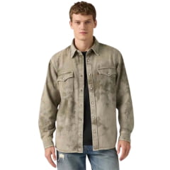 Camisa Masculina Levi's Western Shirt Relaxed Fit Verde Militar Com Bolsos Ref:A19190071