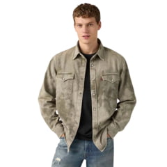 Camisa Masculina Levi's Western Shirt Relaxed Fit Verde Militar Com Bolsos Ref:A19190071