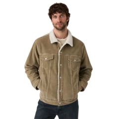 Jaqueta Masculina Levi's Jeans Trucker Relaxed Fit Sherpa Marrom Ref:A57840022