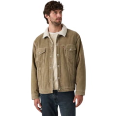 Jaqueta Masculina Levi's Jeans Trucker Relaxed Fit Sherpa Marrom Ref:A57840022
