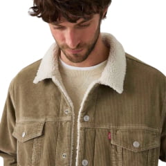 Jaqueta Masculina Levi's Jeans Trucker Relaxed Fit Sherpa Marrom Ref:A57840022