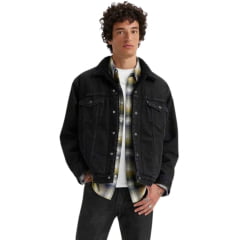Jaqueta Masculina Levi's Jeans Trucker Relaxed Sherpa Preta Ref:A57840005