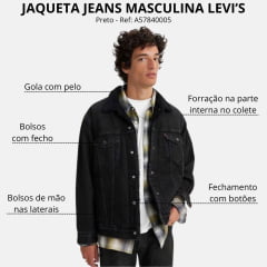 Jaqueta Masculina Levi's Jeans Trucker Relaxed Sherpa Preta Ref:A57840005
