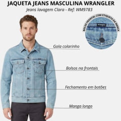 Jaqueta Masculina Wrangler Jeans Lavagem Clara - Ref:WM9783
