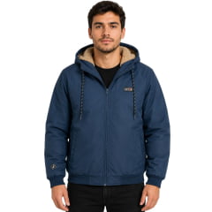 Jaqueta Masculina Austin Western Azul Marinho Com Capuz Bolsos E Forro Em Lã - Ref:14791 Jaqueta Masculina Austin Western Azul Marinho Com Capuz Bolsos E Forro Em Lã - Ref:14791