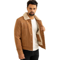 Jaqueta Masculina Javali Pinus Fibra Com Pele Caramelo Ref: 430FI