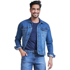 Jaqueta Masculina Lee Jeans Azul Médio Denim Strech New Sandler Ref: 1737L