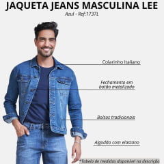Jaqueta Masculina Lee Jeans Azul Médio Denim Strech New Sandler Ref: 1737L