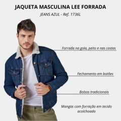 Jaqueta Masculina Lee Jeans Com Pelo Na gola E Forro Denim Ref: 1736L