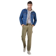 Jaqueta Masculina Lee Jeans Intensity Light Blue Com Pelo Na Gola E Forro Ref: 1733L