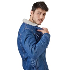 Jaqueta Masculina Lee Jeans Intensity Light Blue Com Pelo Na Gola E Forro Ref: 1733L