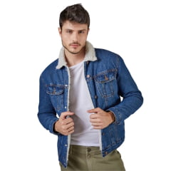 Jaqueta Masculina Lee Jeans Intensity Light Blue Com Pelo Na Gola E Forro Ref: 1733L