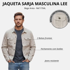 Jaqueta Masculina Lee Sarja Stretch New Balance Bege Areia Ref:1704