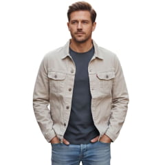 Jaqueta Masculina Lee Sarja Stretch New Balance Bege Areia Ref:1704 Jaqueta Masculina Lee Sarja Stretch New Balance Bege Areia Ref:1704