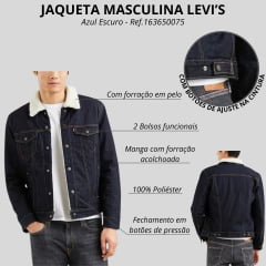 Jaqueta Masculina Levi's Jeans Escuro Com Forro De Pele Truckers-Sherpa - Ref. 163650075
