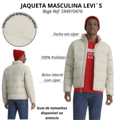 Jaqueta Masculina Levi's Tecido Impermeável Com Saco Para Guardar Cor Rock Beige Ref:594910476