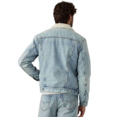 Jaqueta Masculina Levi's The Trucker Jacket Standard Fit Lavagem Clara Gola De Pelo Ref:163650272