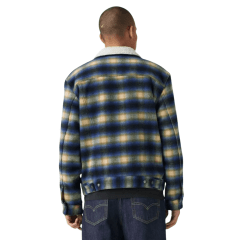 Jaqueta Masculina Levi's Xadrez Azul E Verde Lã Forrada Com Pelo - Ref. A60270004