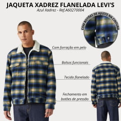 Jaqueta Masculina Levi's Xadrez Azul E Verde Lã Forrada Com Pelo - Ref. A60270004