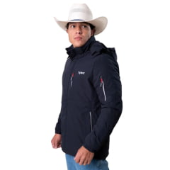Jaqueta Masculina Texas Farm Hill Azul Marinho Com Capuz Removível Logo Estampada Ref: IN021