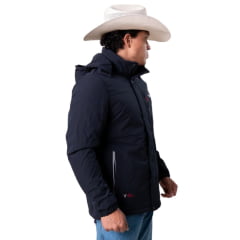 Jaqueta Masculina Texas Farm Hill Azul Marinho Com Capuz Removível Logo Estampada Ref: IN021