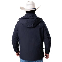 Jaqueta Masculina Texas Farm Hill Azul Marinho Com Capuz Removível Logo Estampada Ref: IN021