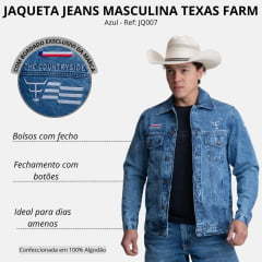 Jaqueta Masculina Texas Farm Jeans Hold Com Bolsos E Bordado Ref. JQ007