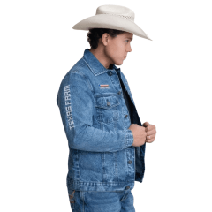 Jaqueta Masculina Texas Farm Jeans Hold Com Bolsos E Bordado Ref. JQ007