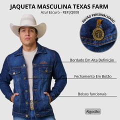 Jaqueta Masculina Texas Farm Jeans Texas Vintage Azul Escuro REF:JQ008