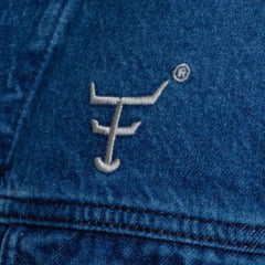 Jaqueta Masculina Texas Farm Jeans Youth Azul Com Pelo Na Gola E Bordado Ref. JQ006