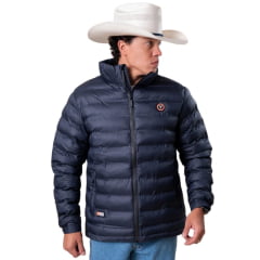 Jaqueta Masculina Texas Farm Puffer Rime Azul Marinho Logo Aplicado Ref: IN023
