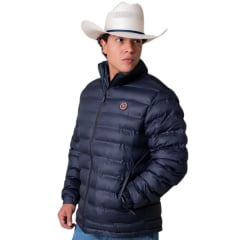Jaqueta Masculina Texas Farm Puffer Rime Azul Marinho Logo Aplicado Ref: IN023
