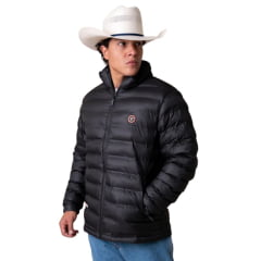 Jaqueta Masculina Texas Farm Puffer Rime Preto Logo Aplicado Ref: IN023