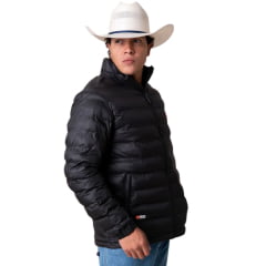 Jaqueta Masculina Texas Farm Puffer Rime Preto Logo Aplicado Ref: IN023