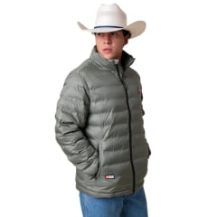 Jaqueta Masculina Texas Farm Puffer Rime Verde Logo Aplicado Ref: IN023
