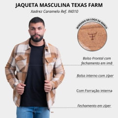 Jaqueta Masculina Texas Farm Xadrez Land Caramelo R. IN011