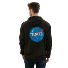 Jaqueta Masculina TXC Custom Manga Longa Com Capuz Windbreaker Preto Corta Vento Ref:3297