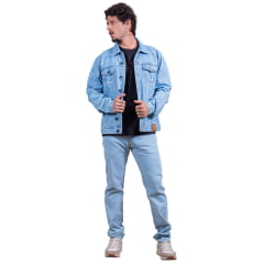 Jaqueta Masculina TXC Jeans Azul Claro Custom Denim - Ref. 7328
