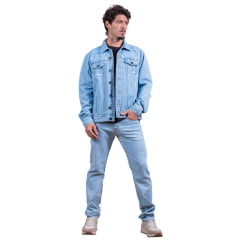 Jaqueta Masculina TXC Jeans Azul Claro Custom Denim - Ref. 7328