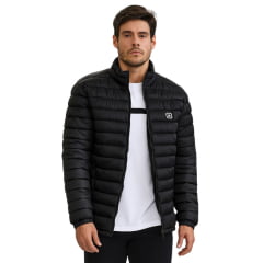 Jaqueta Masculina TXC Puffer Preto Com Logo Aplicado Branco e Saquinho Para Guardar Ref: 7393