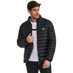 Jaqueta Masculina TXC Puffer Preto Com Logo Aplicado Branco e Saquinho Para Guardar Ref: 7393
