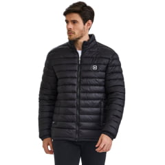 Jaqueta Masculina TXC Puffer Preto Com Logo Aplicado Branco e Saquinho Para Guardar Ref: 7393