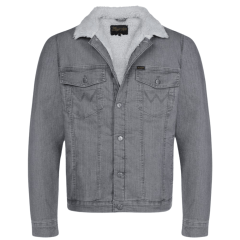Jaqueta Masculina Wrangler Jeans Cinza Com Colete e Gola De Pelo Ref. WM9768