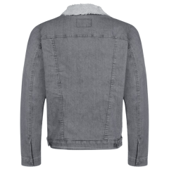 Jaqueta Masculina Wrangler Jeans Cinza Com Colete e Gola De Pelo Ref. WM9768